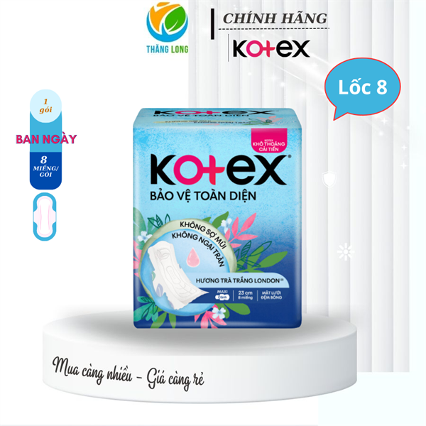 Băng Vệ Sinh KOTEX Maxi Dày Cánh 23cm 8 Miếng