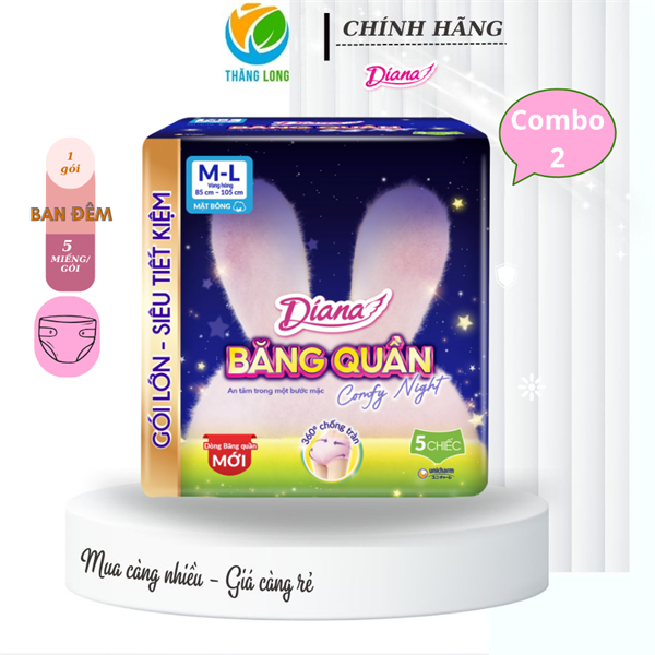 Băng Vệ Sinh Quần Diana Comfy Night Size M-L 5 Miếng