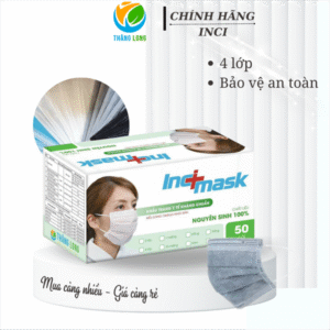 Khẩu trang y tế 4 lớp INCI màu Xám hộp 50 cái