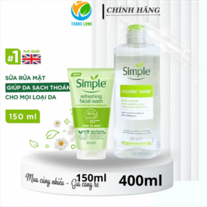 COMBO Tẩy trang 400 ml + Rửa mặt Simple dịu nhẹ 150ML thường