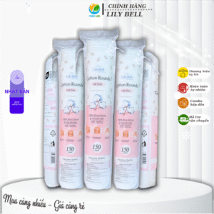 Bông Tẩy Trang Nhật Bản Lily Bell 150 Miếng Hồng