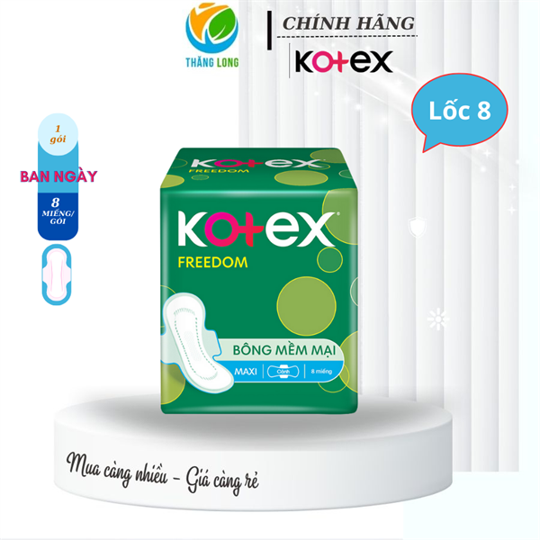 Băng Vệ Sinh KOTEX FREEDOM DÀY CÁNH 8 MIẾNG
