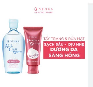 COMBO Nước tẩy trang + Sữa rửa mặt SENKA Dưỡng sáng cấp ẩm da