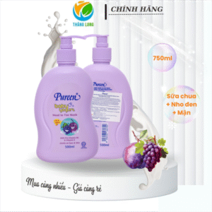Tắm gội cho bé Purren tinh chất sữa chua, Nho đen & Mận 750 ml