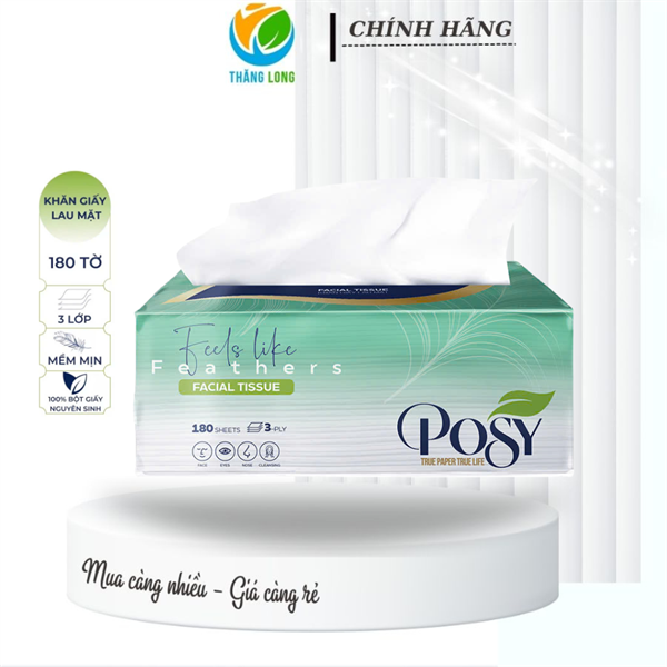Khăn giấy lau mặt Posy 180 tờ 3 lớp