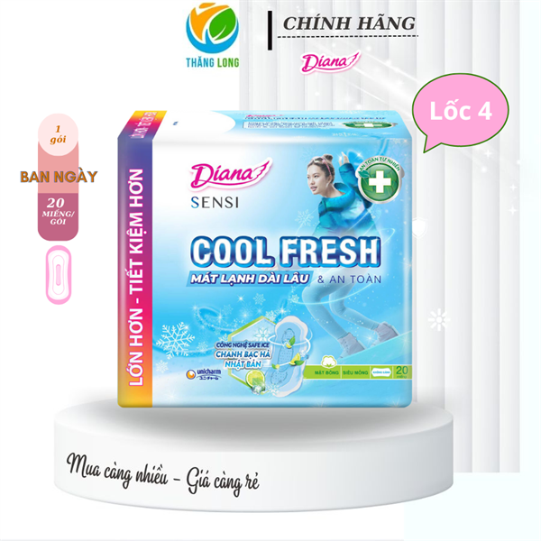 Băng Vệ Sinh Diana Sensi Cool Fresh SM Không Cánh 20 Miếng