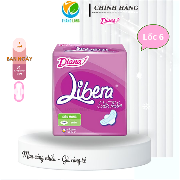 Băng vệ sinh Diana Libera ST Siêu Mỏng Cánh 8 miếng