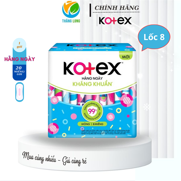 Băng Vệ Sinh KOTEX Hàng Ngày Kháng Khuẩn 20 Miếng