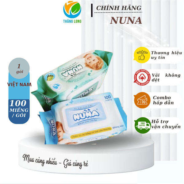 Khăn Uớt Nuna 100 tờ không mùi