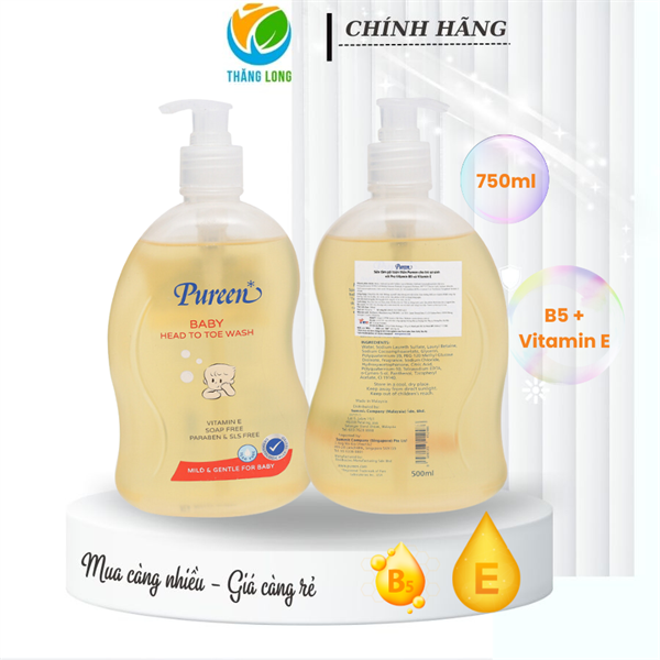 Tắm gội cho bé Purren ProVitamin B5 & Vitamin E 750ml
