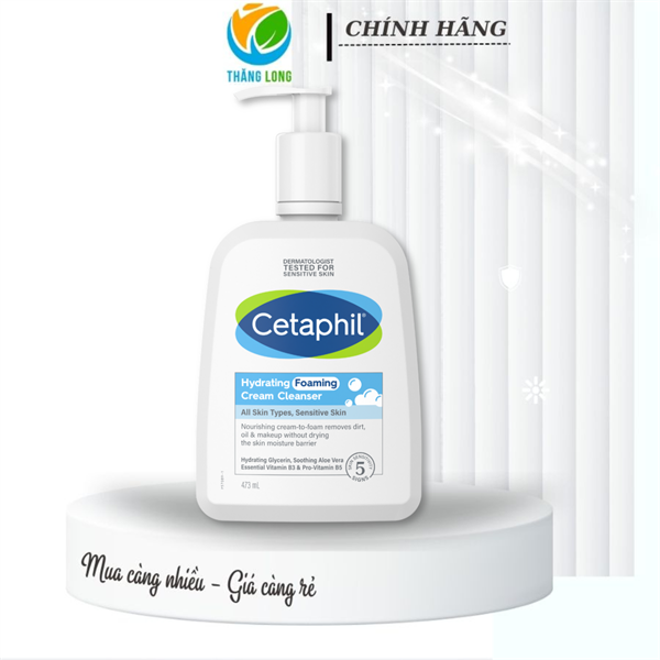 Sữa rửa mặt tạo bọt mịn dịu lành cho da nhạy cảm Cetaphil Hydrating Foaming Cream Cleanser 236ml