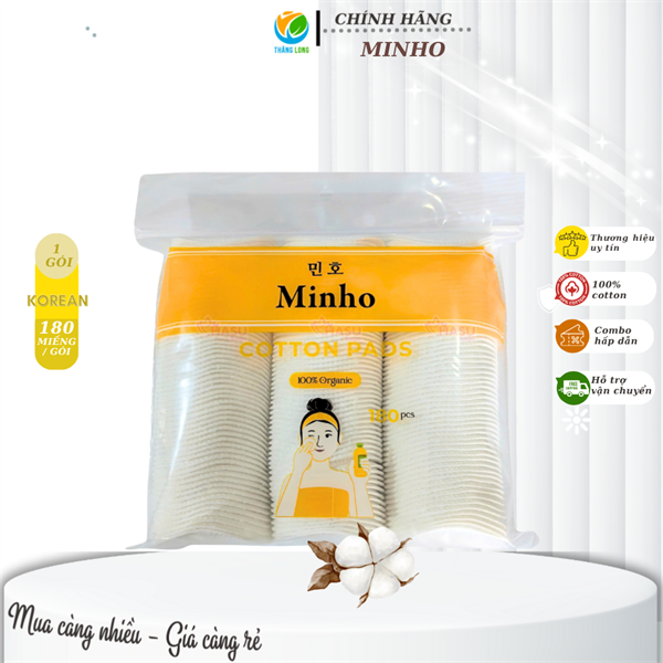 Bông tẩy trang Minho 180 miếng cam