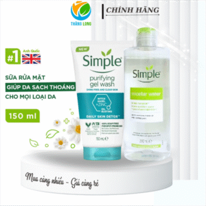 COMBO Tẩy trang 200 ml + Rửa mặt Simple sạch sâu giảm mụn XD