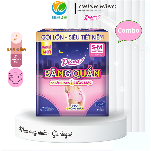 Băng Vệ Sinh Diana Sensi băng quần Size SM 5 Miếng