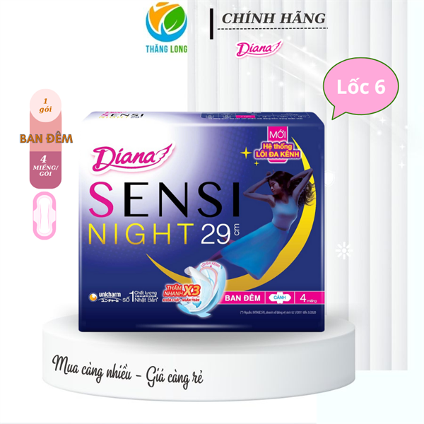 Băng Vệ Sinh Diana Sensi Night 29cm 4 Miếng