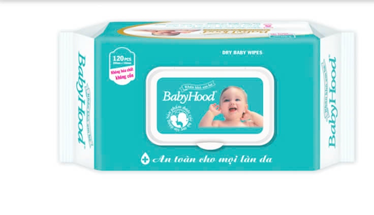 Khăn khô em bé BABYHOOD bao rút kéo có năp 120M