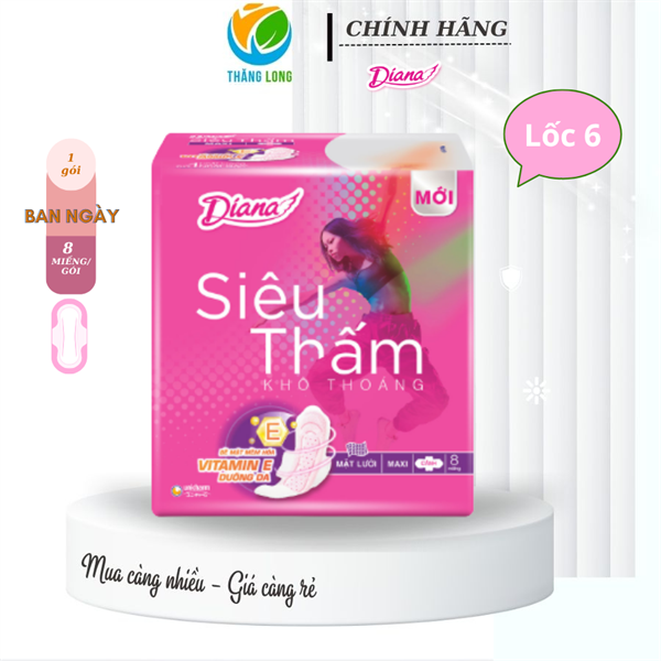 Băng Vệ Sinh Diana Siêu Thấm Dày Cánh 8 Miếng
