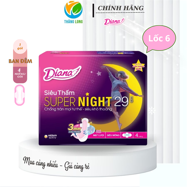 Băng Vệ Sinh Diana Super Night 29cm 4Miếng
