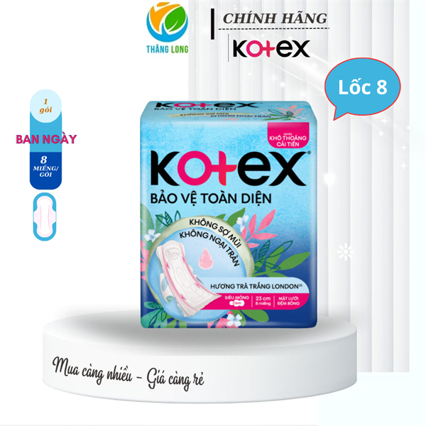 Băng Vệ Sinh KOTEX Siêu Mỏng Cánh 23cm 8 Miếng