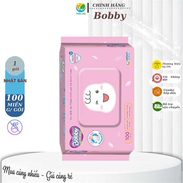 Khăn Ướt Bobby 100 Miếng Có hương 3182
