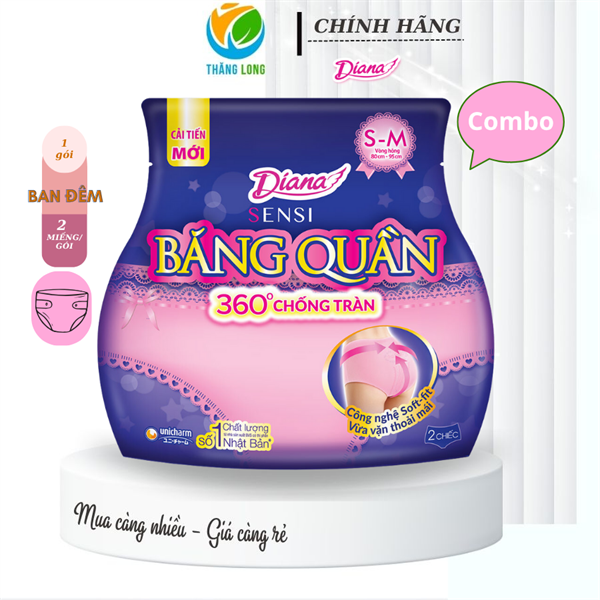 Băng Vệ Sinh Diana Sensi băng quần Size SM 2 Miếng