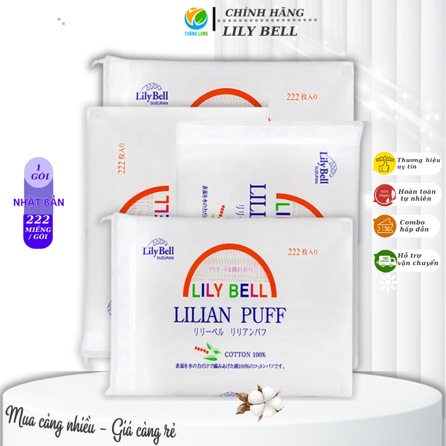 Bông tẩy trang Lily Bell 222 miếng /gói