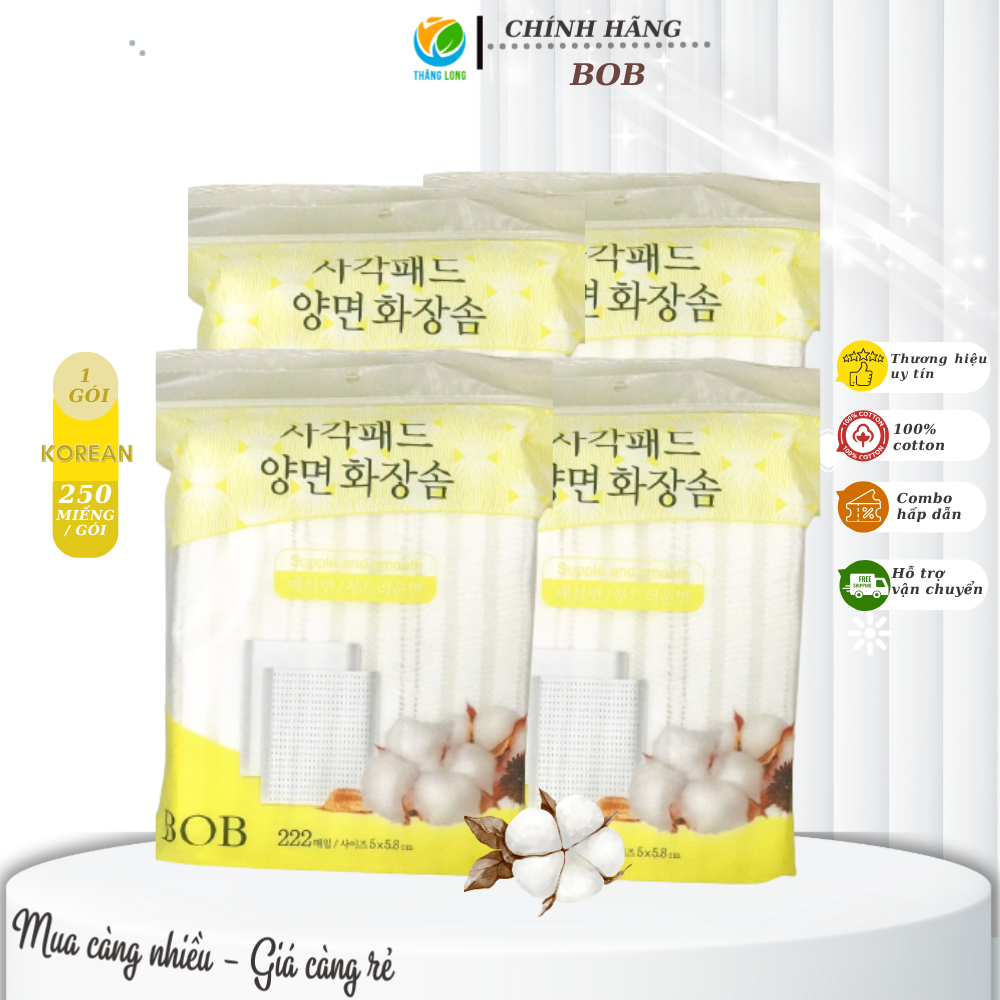 Bông tẩy trang BOB 220+30 miếng không xơ bông