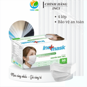 Khẩu trang y tế 4 lớp INCI màu trắng hộp 50 cái