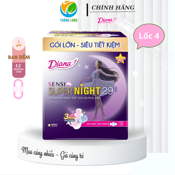 Băng Vệ Sinh Diana Sensi Night 29cm 12 Miếng