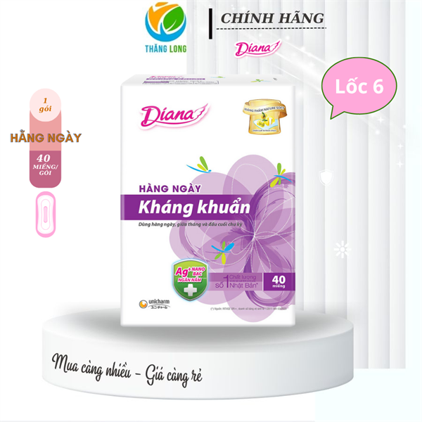 Băng Vệ Sinh Hằng Ngày Diana Daily Sensi Kháng Khuẩn 40 Miếng