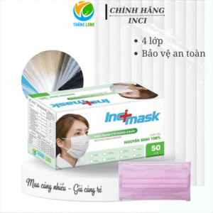 Khẩu trang y tế 4 lớp INCI màu hồng hộp 50 cái