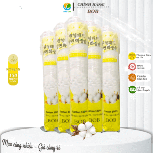 Bông tẩy trang BOB 150 miếng tròn không xơ bông