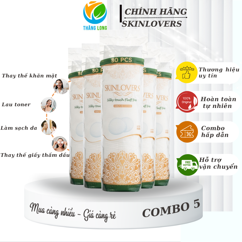 Bông tẩy trang Skinlover 80 miếng hoàn toàn tự nhiên