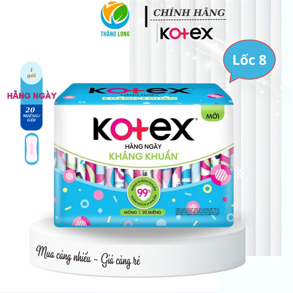 Băng Vệ Sinh Hàng Ngày KOTEX Kháng Khuẩn 8 Miếng