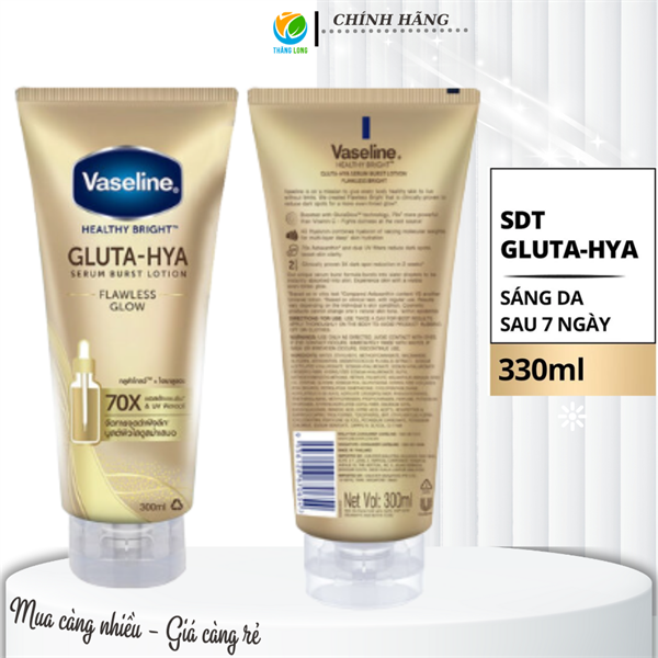 Sữa Dưỡng Thể Vaseline Gluta Hya màu vàng 10x 330ml