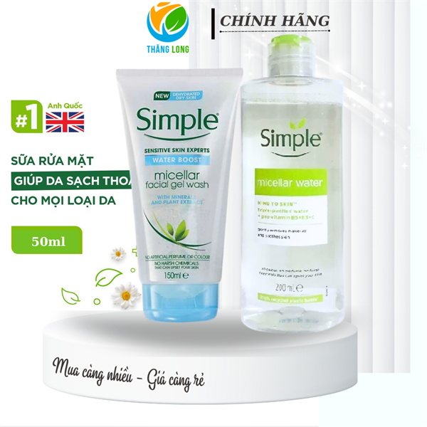 COMBO simple Tẩy Trang 200ml+ Gel xanh dương trong ST