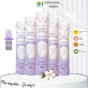 Bông tẩy trang Bora 150 miếng 100% cotton