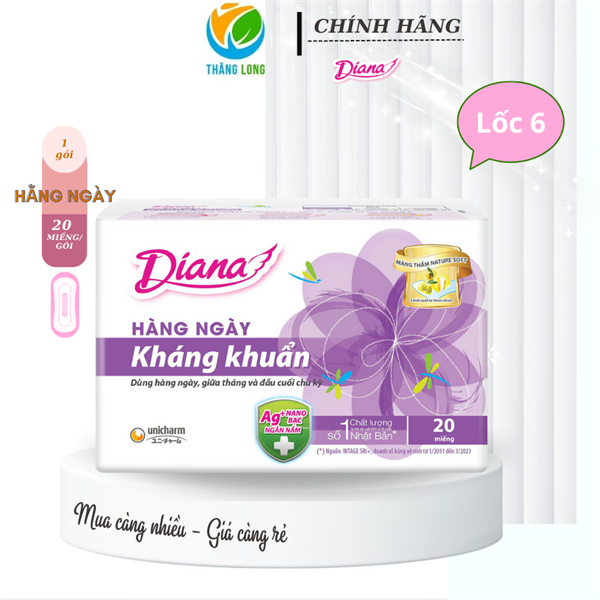 Băng Vệ Sinh Hằng Ngày Diana Daily Sensi Kháng Khuẩn 20 Miếng