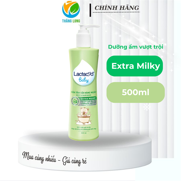 Tắm gội bé LACTACYD Baby Extra Milky 500ML