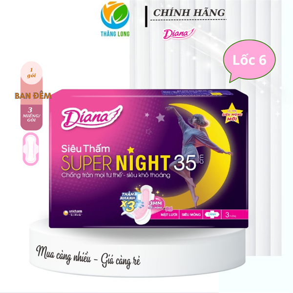 Băng Vệ Sinh Diana Super Night 35cm 3 Miếng