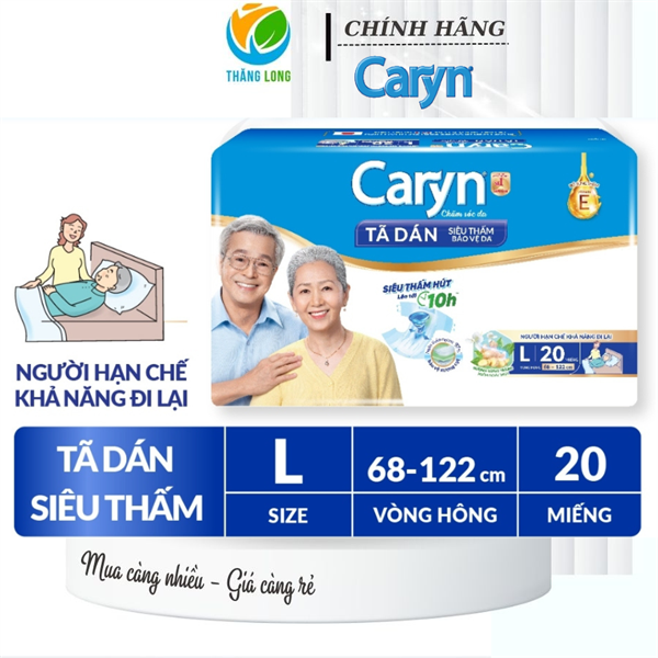 Tã người già Caryn tã dán siêu thấm size  20 miếng