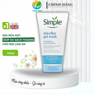 Gel rửa mặt Simple XD trong Water Boost Micellar Facial 150 Miếng