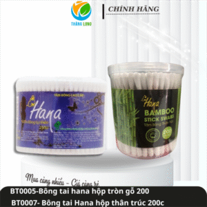 Tăm bông ngoáy tai Hana hộp thân trúc 200c