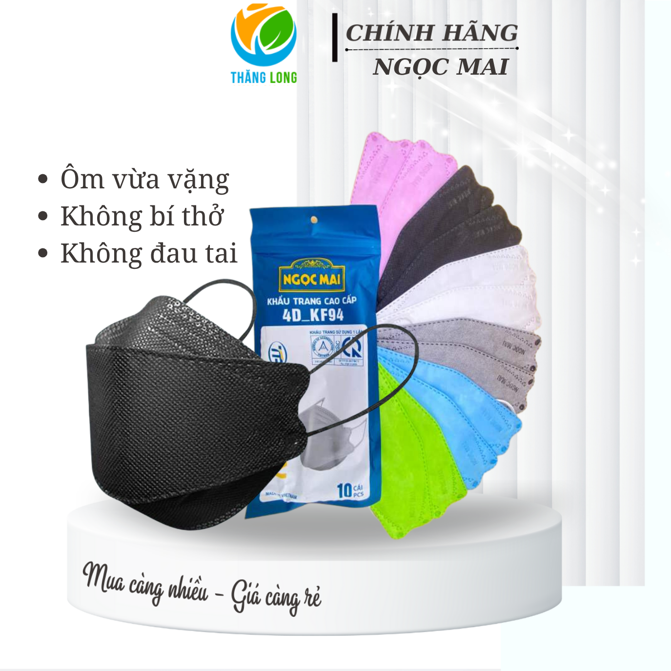 Khẩu trang Kháng Khuẩn KF94 Ngọc Mai đen