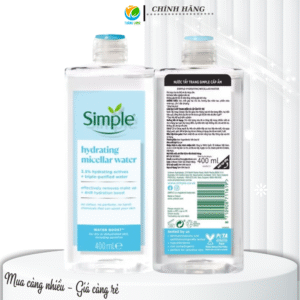 Nước tẩy trang micellar Simple Water Boost Sạch Sâu và Cấp Ẩm 400ml Xanh dương