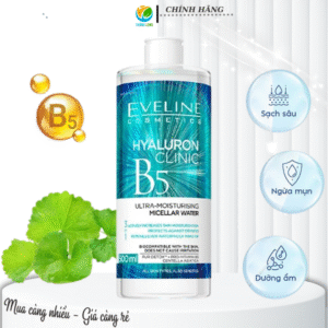 Nước tẩy trang B5 EVELINE 500ml Hyaluron Clinic B5 Ultra Moisturising Micellar Water