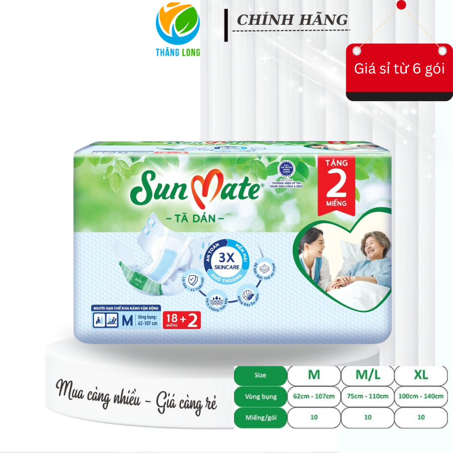 Tã dán người lớn Sunmate M18 +2 miếng