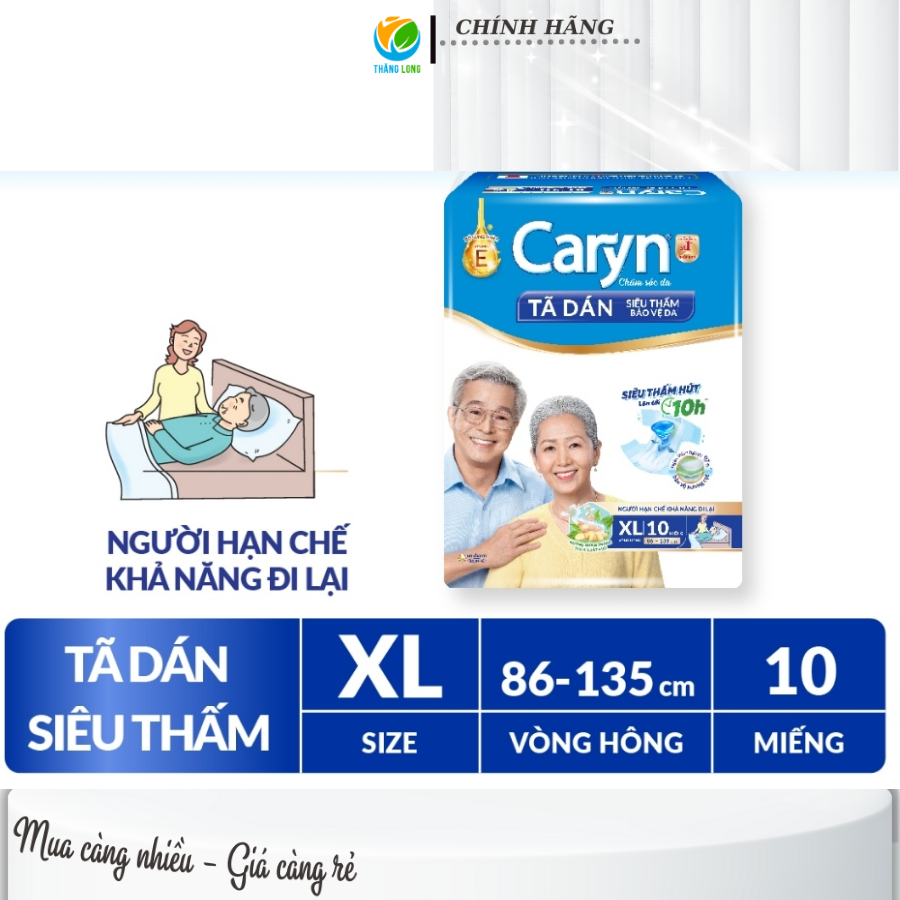 Tã dán người lớn Caryn Siêu Thấm size XL 10 Miếng